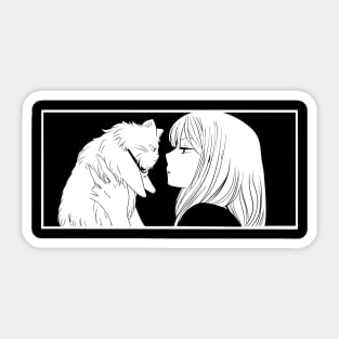 Anime girl and cat Sticker